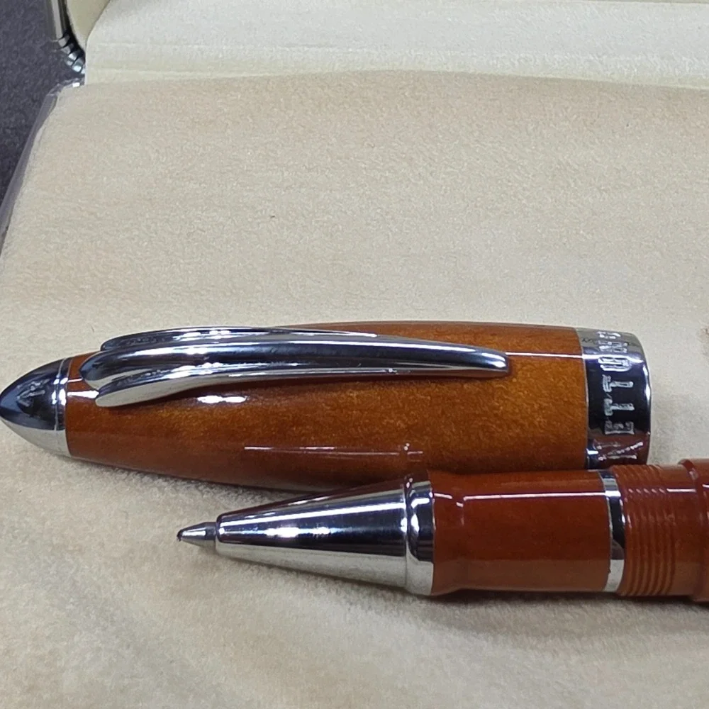 Nettuno 1911 Rollerball Pen Amber Brown Excellent Italian Resin N71